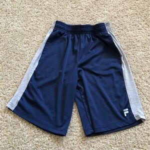 Fila kid performance short, navy blue with grey panel on the side, size 10/12.